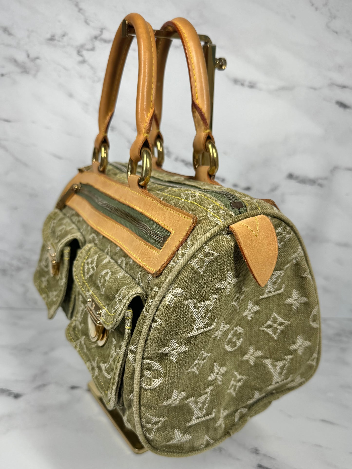 Louis Vuitton Vintage 2006 Green Denim Monogram Neo Speedy