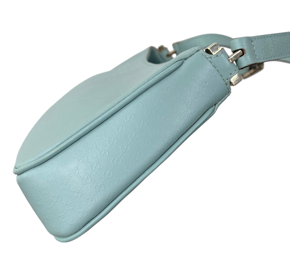 Gucci Vintage Light Blue Microguccissima GG Monogram Small Shoulder Pochette Bag