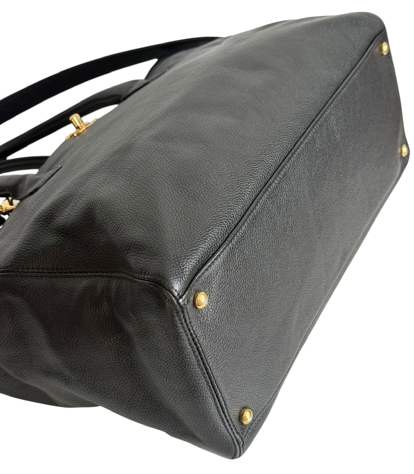 Chanel Vintage 00s Black Deerskin Two-Way Medium Cerf Executive Tote Bag With 24K Gold Plated Hardware