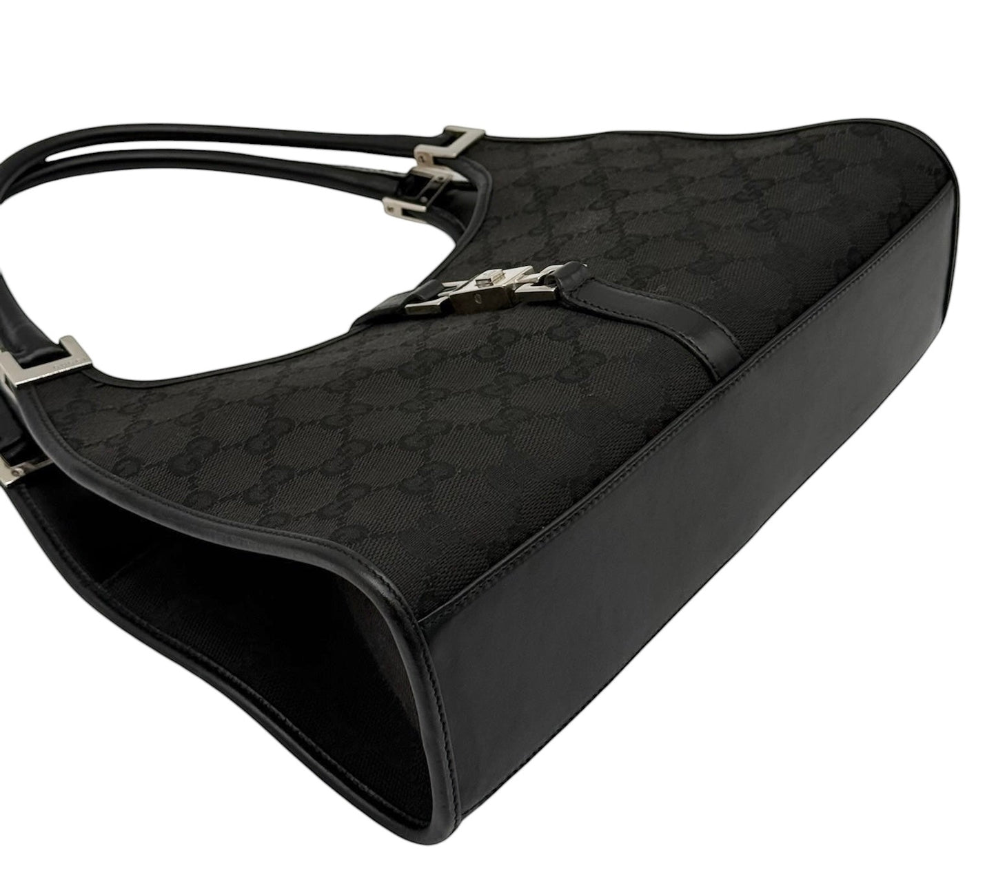 Gucci Vintage Black GG Monogram Small Jackie Shoulder Bag