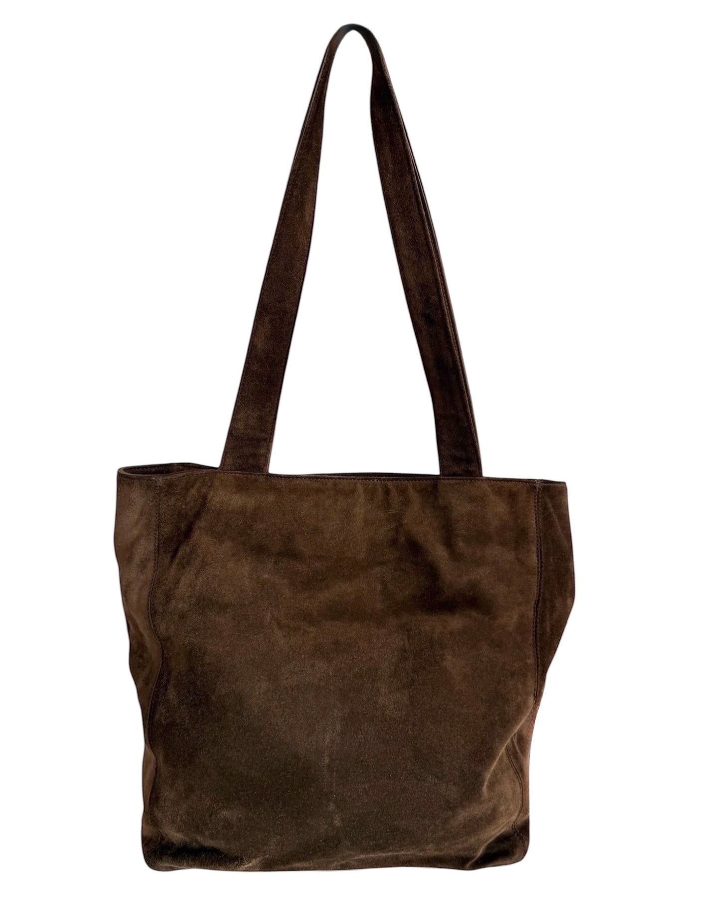 Chanel Vintage 90s Brown Suede Tassel Shoulder Tote Bag