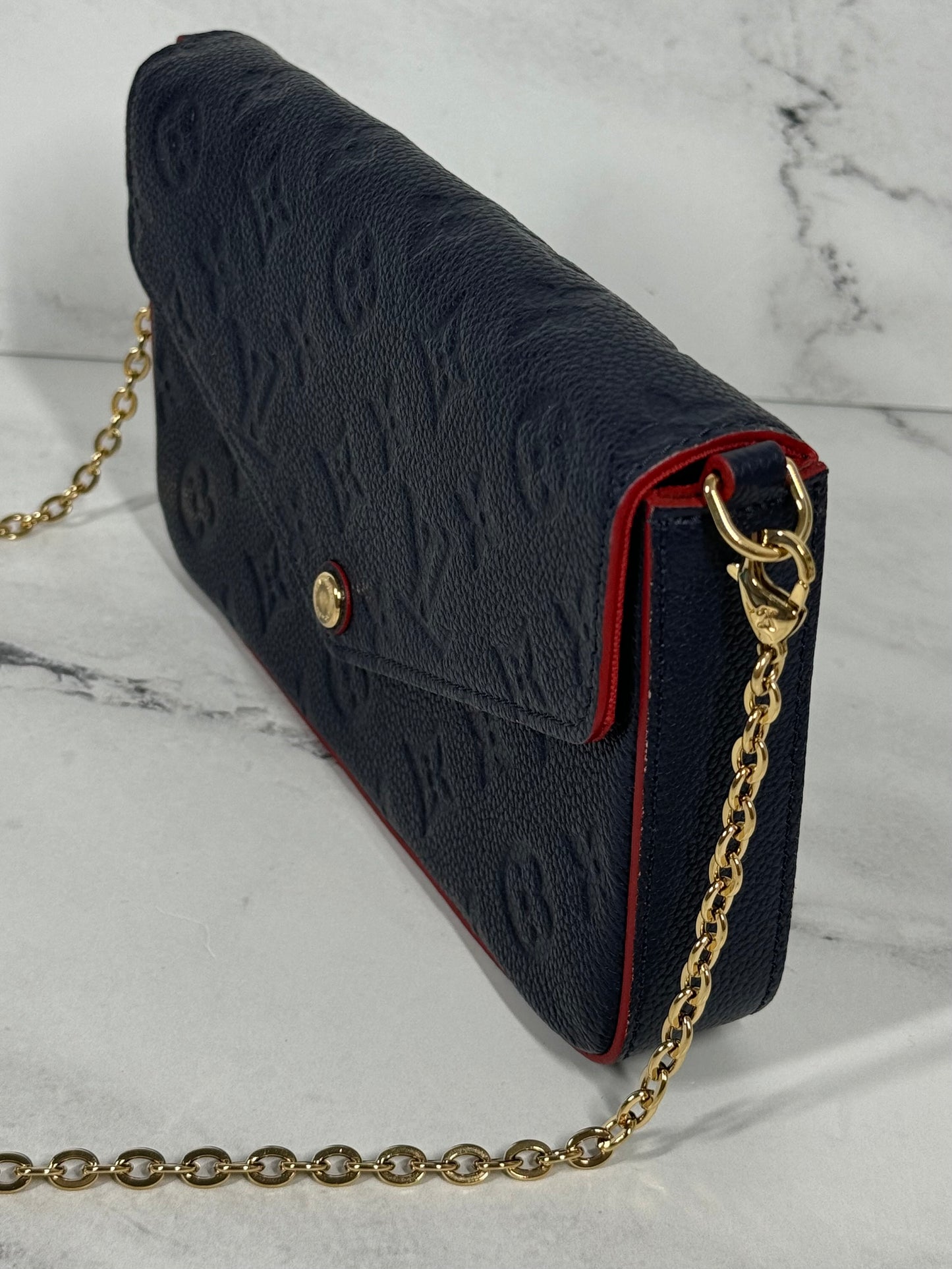 Louis Vuitton Marine Rouge Monogram Empreinte Leather Félicie Pochette