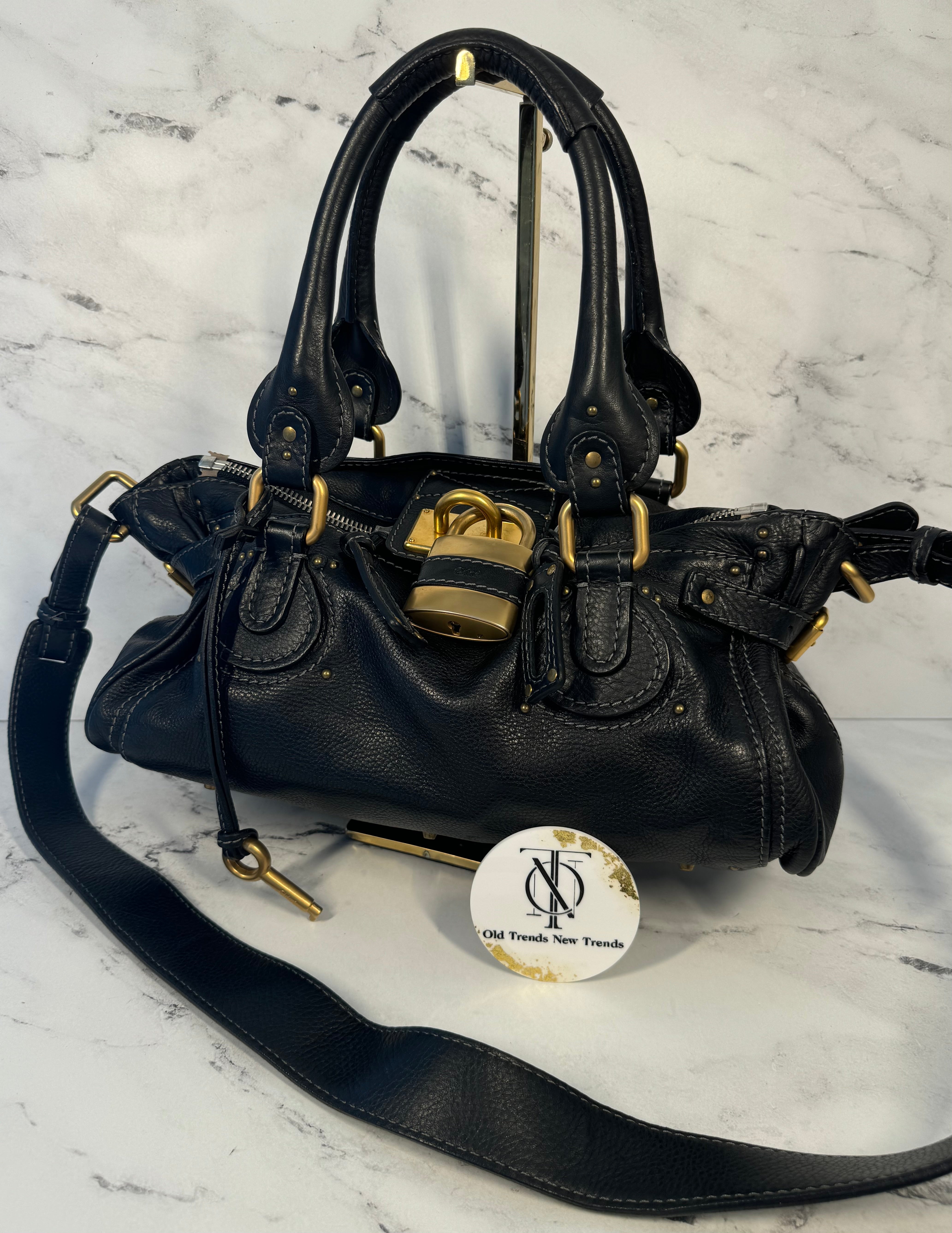 Chloé Vintage Black Leather Paddington Shoulder & Crossbody Bag – Old  Trends New Trends