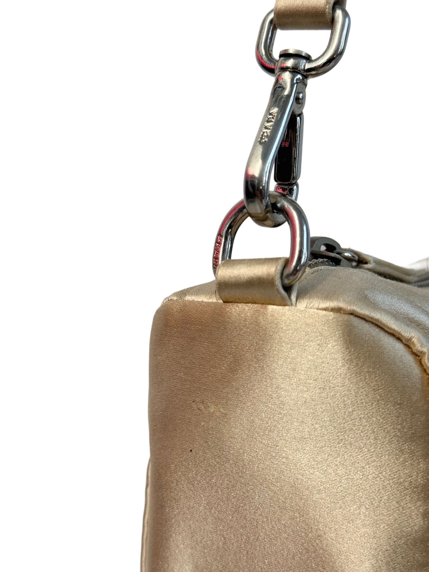 Prada Vintage Ivory Satin Mini Barrel Top Handle Bag