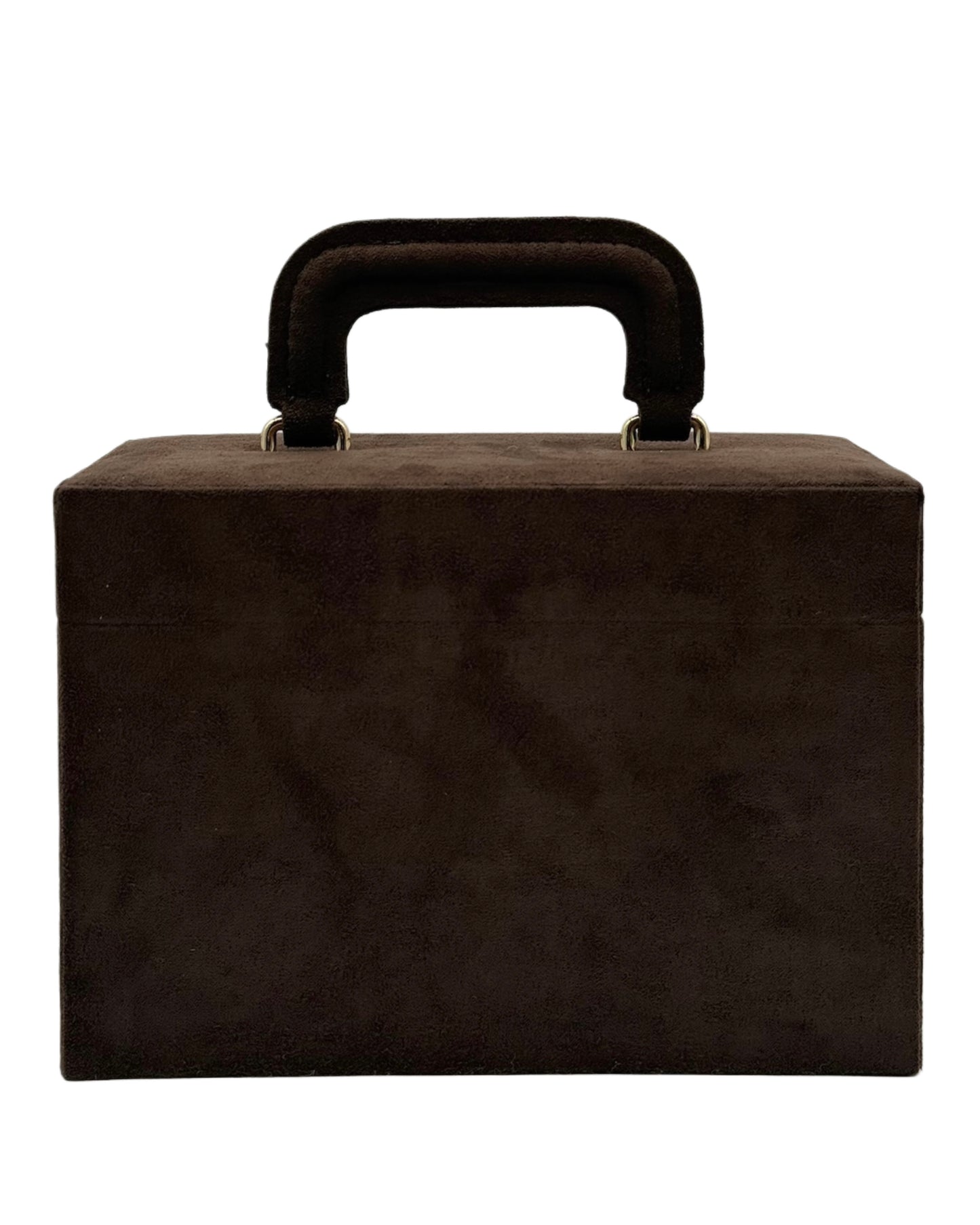 YSL / Yves Saint Laurent Vintage Brown Suede Mini Trunk Vanity Jewelry Case Box