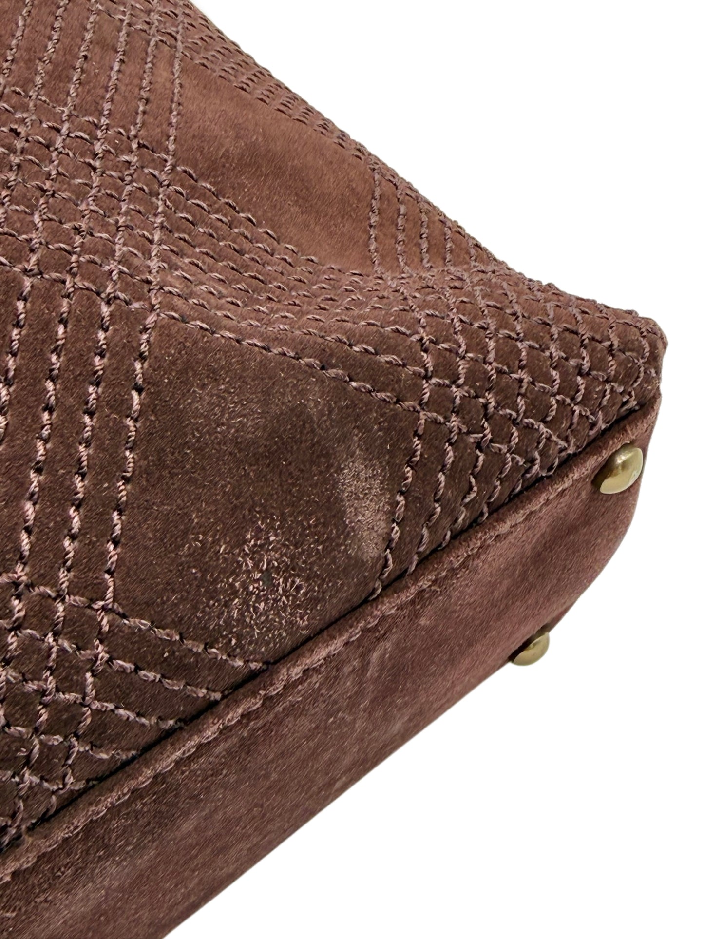 Chanel Vintage 00s Brown Suede Quilted Medium Shoulder Bag with Tassel
