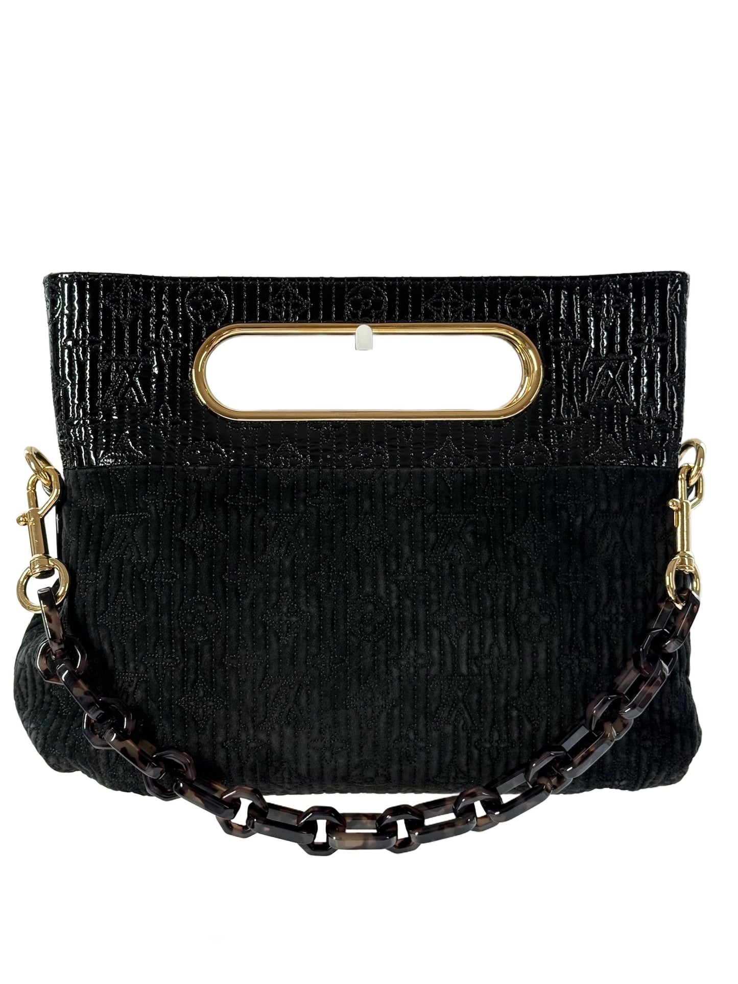 Louis Vuitton 2008 Black Embossed Suede Monogram Motard After Dark Clutch