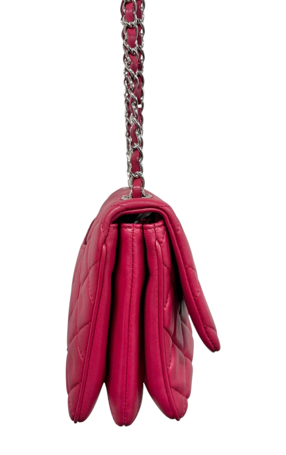 Chanel 2014 Raspberry Pink Quilted Lambskin Accordion Medium Classic Flap Bag