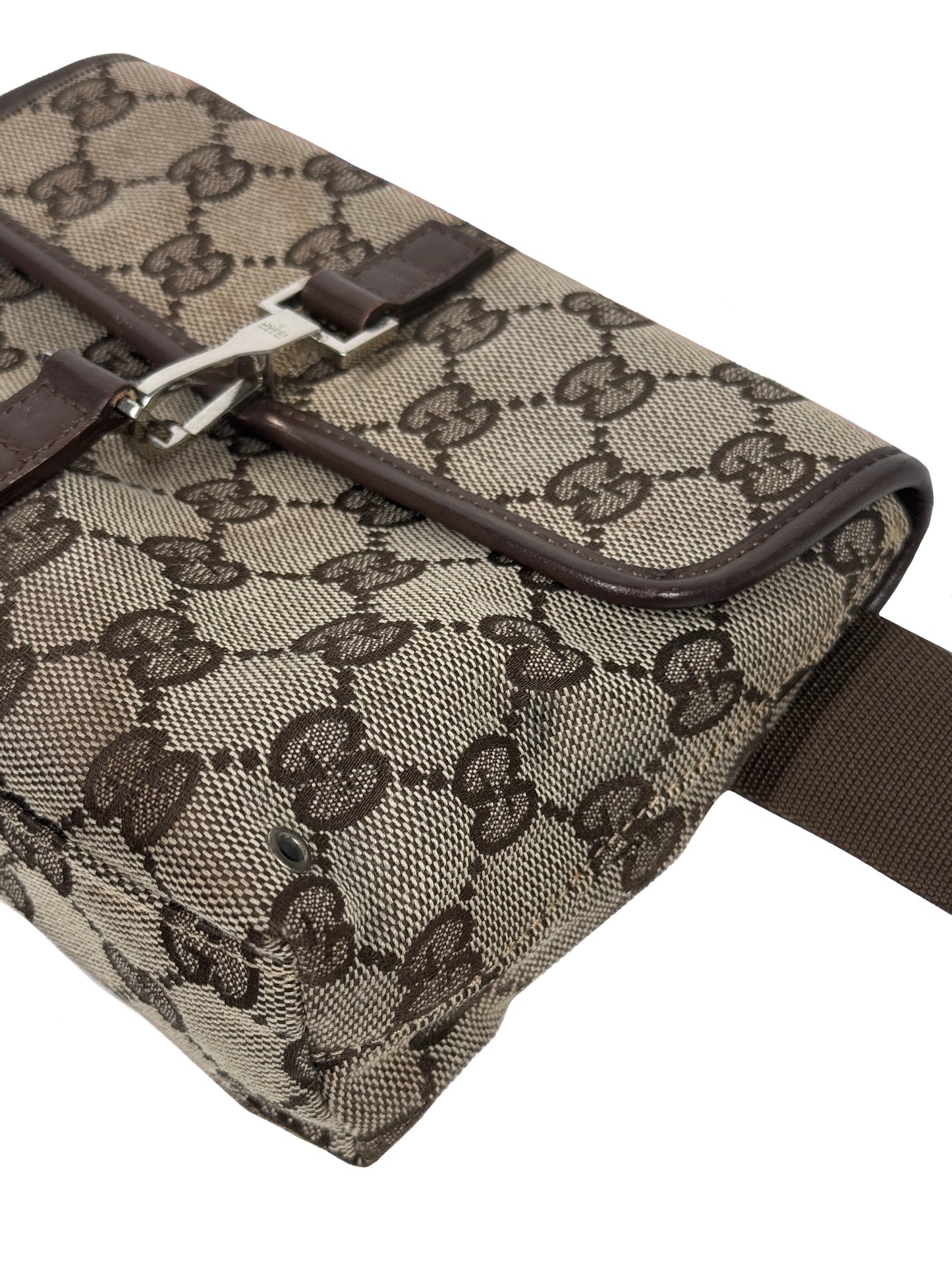 Gucci Vintage Brown GG Monogram Canvas Bum Belt Waist Bag