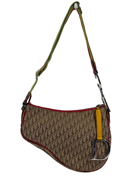 Dior Vintage 2004 Rasta Brown Trotter Monogram Canvas Saddle Crossbody Bag
