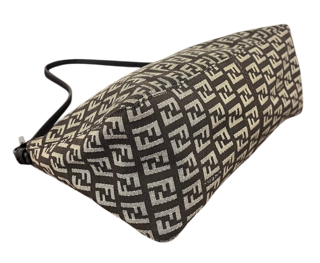 Fendi Vintage Dark Brown Zucchino Zucca Monogram Medium Shoulder Pochette Bag 