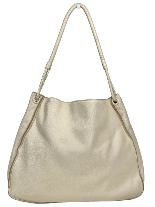 Bottega Veneta Vintage Ivory Soft Pebbled Calfskin Leather Hobo Shoulder Tote Bag