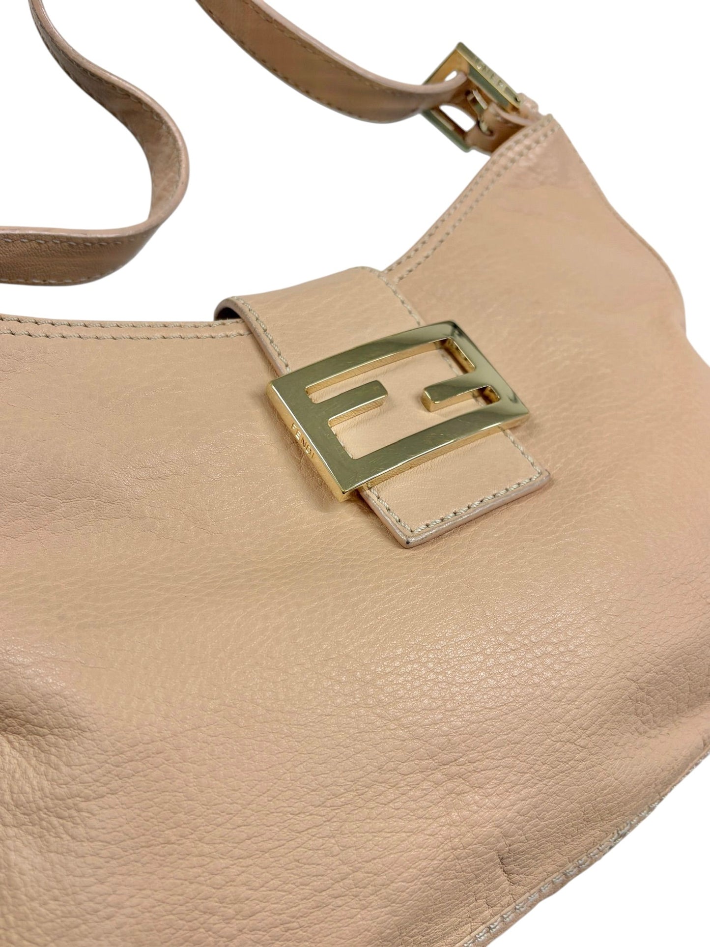 Fendi Vintage Pink Selleria Leather Shoulder Hobo Baguette Bag 