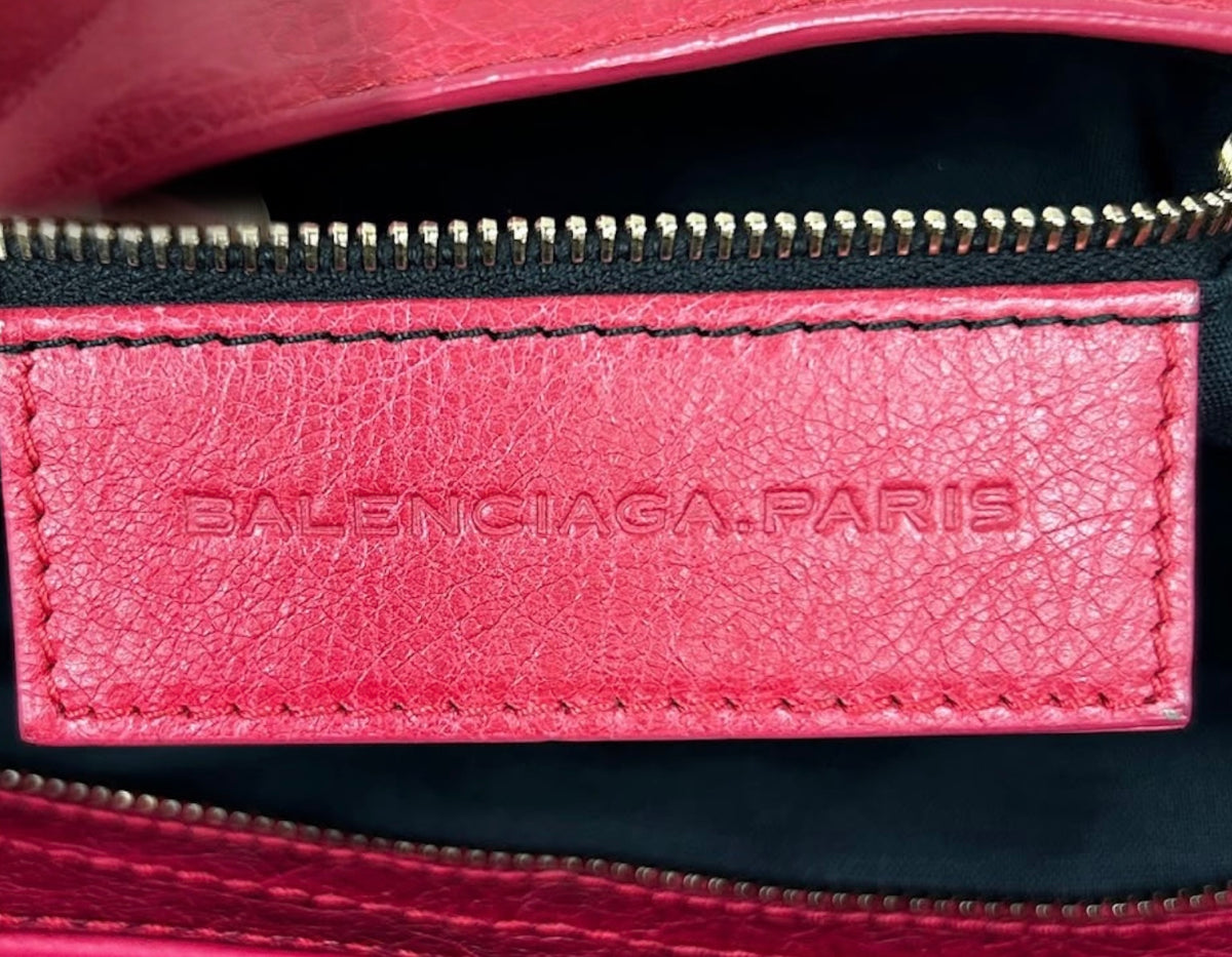 Balenciaga Vintage Red Leather Small Motocross Two-Way City Bag