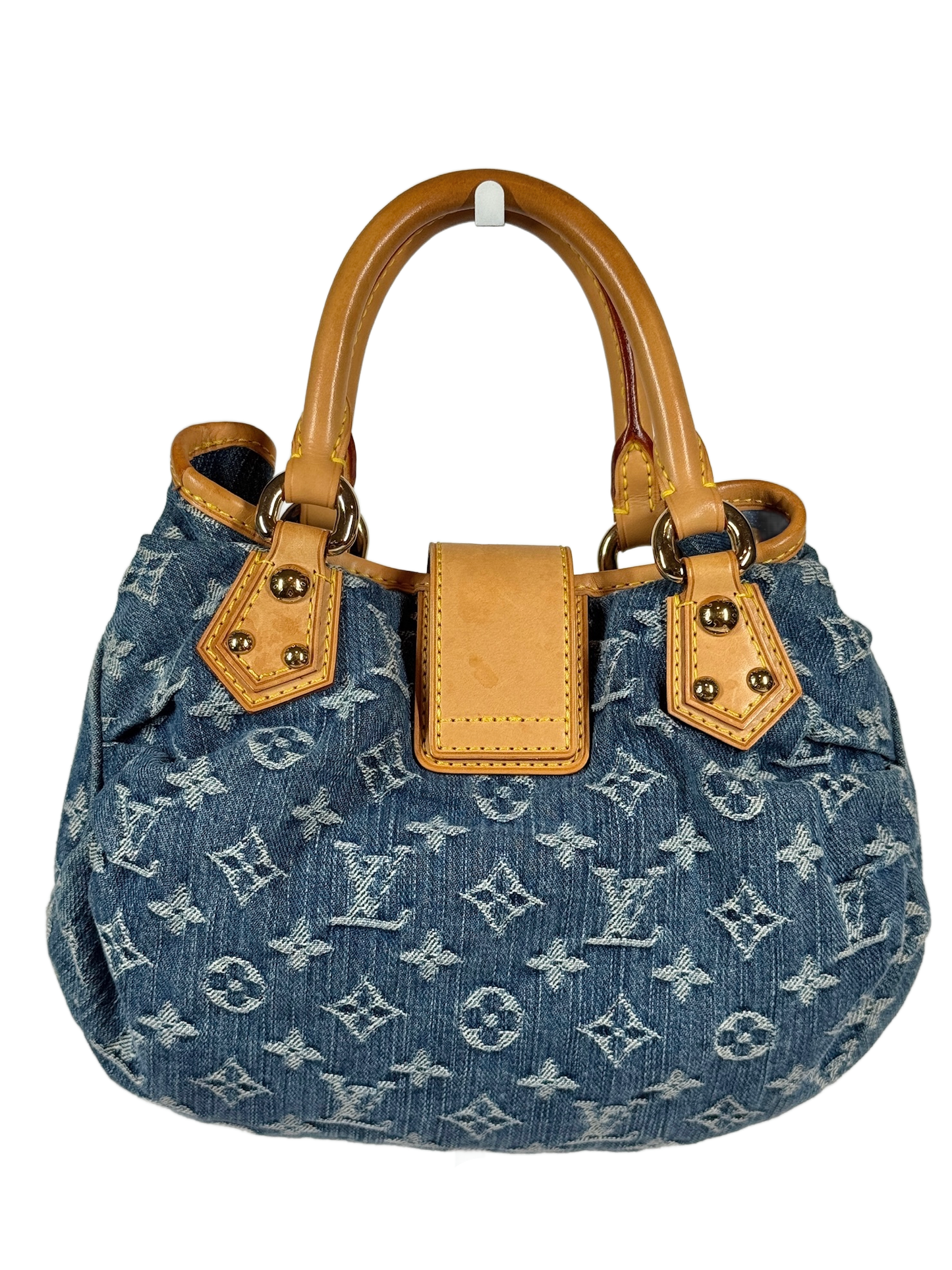 Louis Vuitton Vintage 2005 Blue Denim Monogram Mini Pleaty Top Handle Bag
