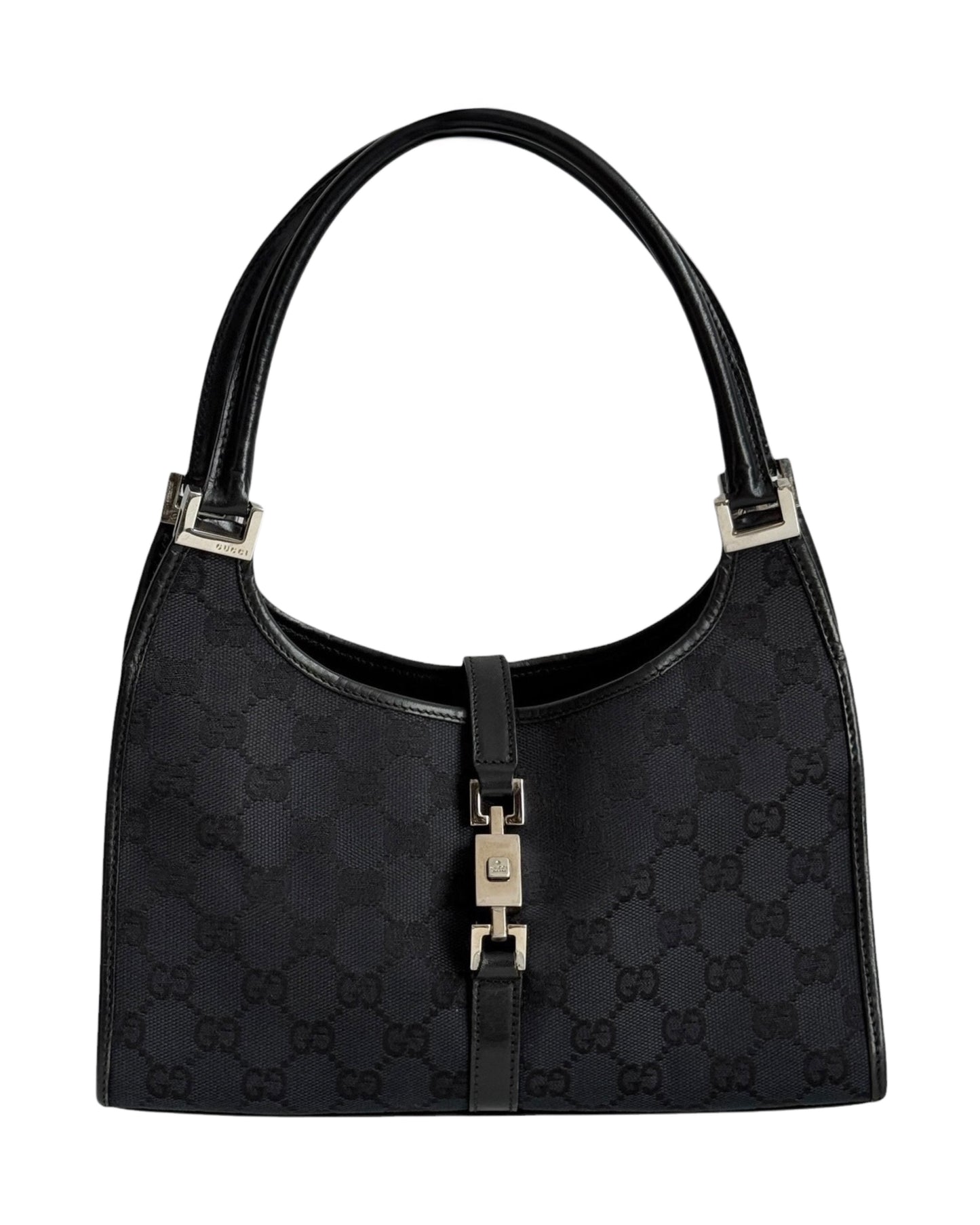 Gucci Vintage Black GG Monogram Small Jackie Shoulder Bag