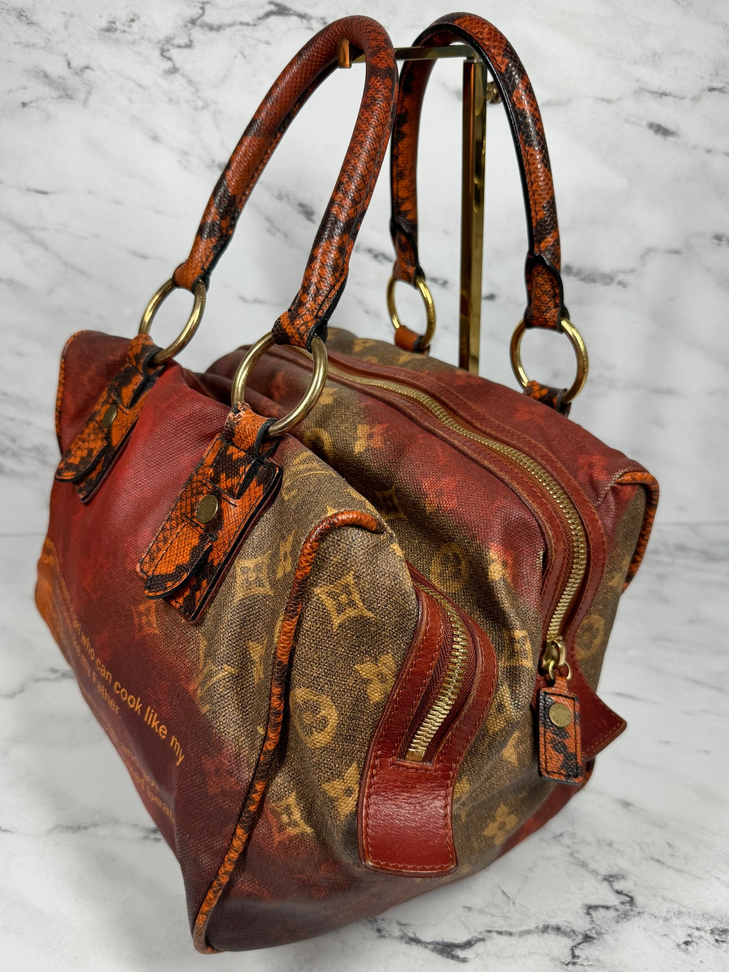 Louis Vuitton x Richard Prince 2008 Monogram Snakeskin Mancrazy Jokes Bag