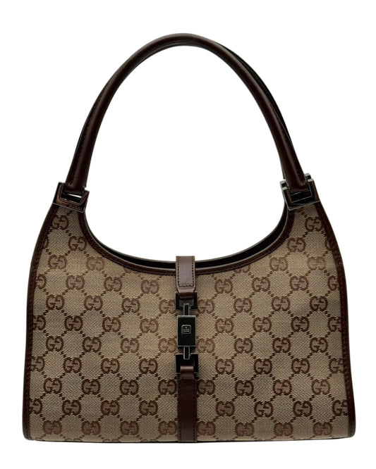 Gucci Vintage Brown GG Monogram Small Jackie Shoulder Bag