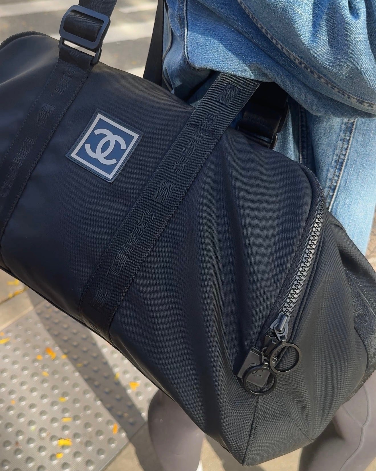 Chanel Vintage 00s Black Nylon Sport Line Duffle Bag