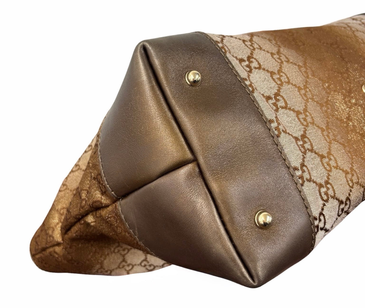 Gucci Vintage Metallic Gold GG Monogram Large Heart Bit Shoulder Tote Bag 