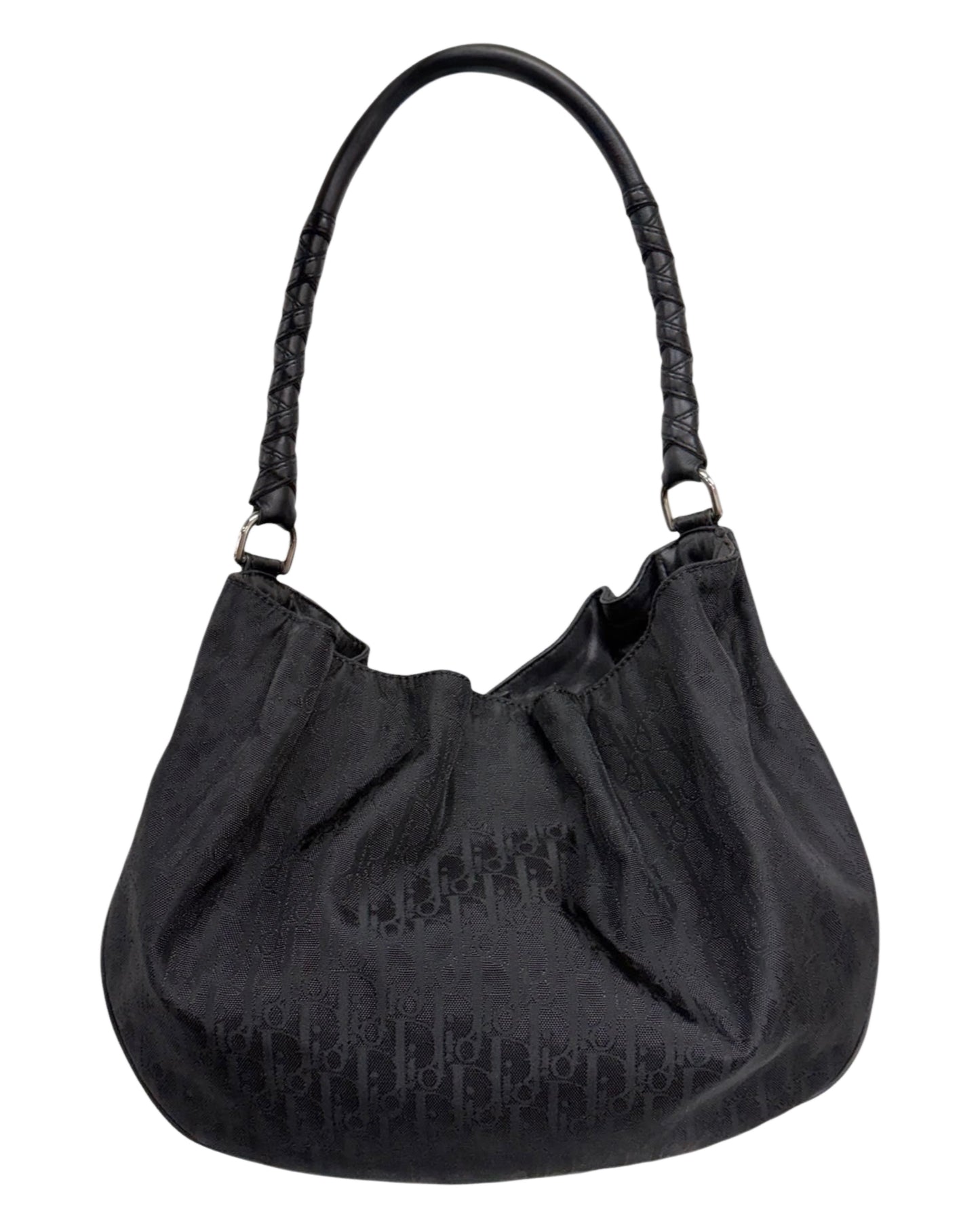 Dior Vintage 2007 Black Nylon Diorissimo Monogram Lovely Charms Hobo Shoulder Bag