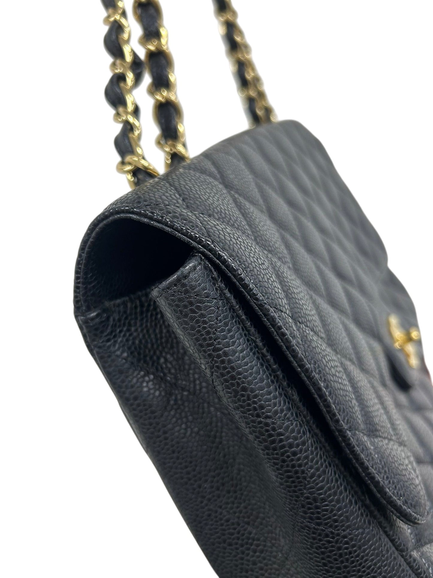 Chanel Black Quilted Caviar Jumbo Classic Single Flap Bag 
