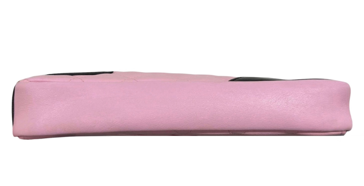Chanel Vintage 00s Pink & Black Quilted Lambskin CC Cambon Pochette Shoulder Bag