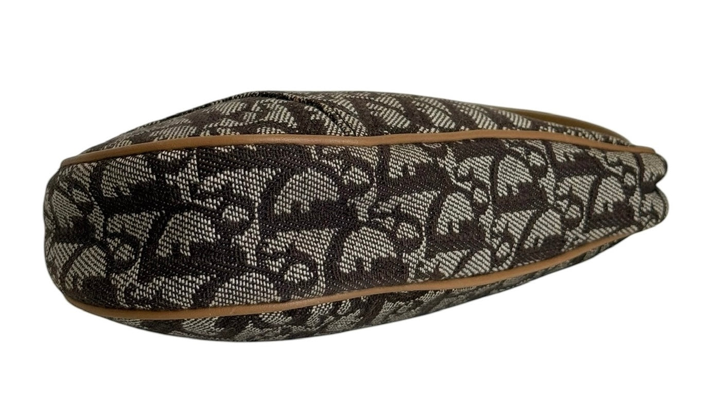 Dior Vintage 2001 Brown Trotter Monogram Mini Saddle Pochette Shoulder Bag