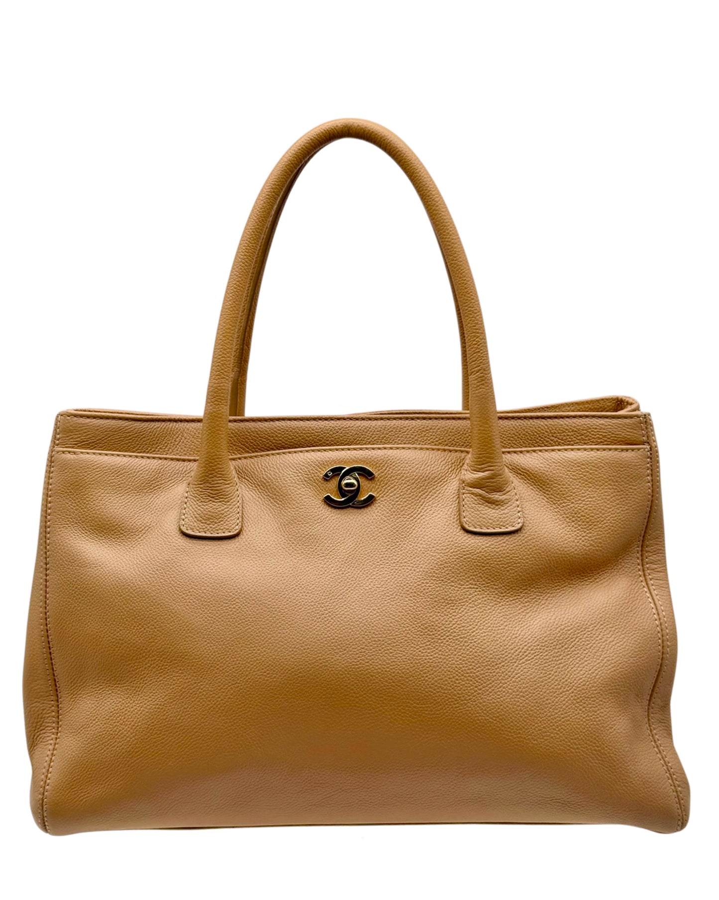 Chanel Vintage 00s Beige Deerskin Medium Cerf Executive Tote with 24K GPHW