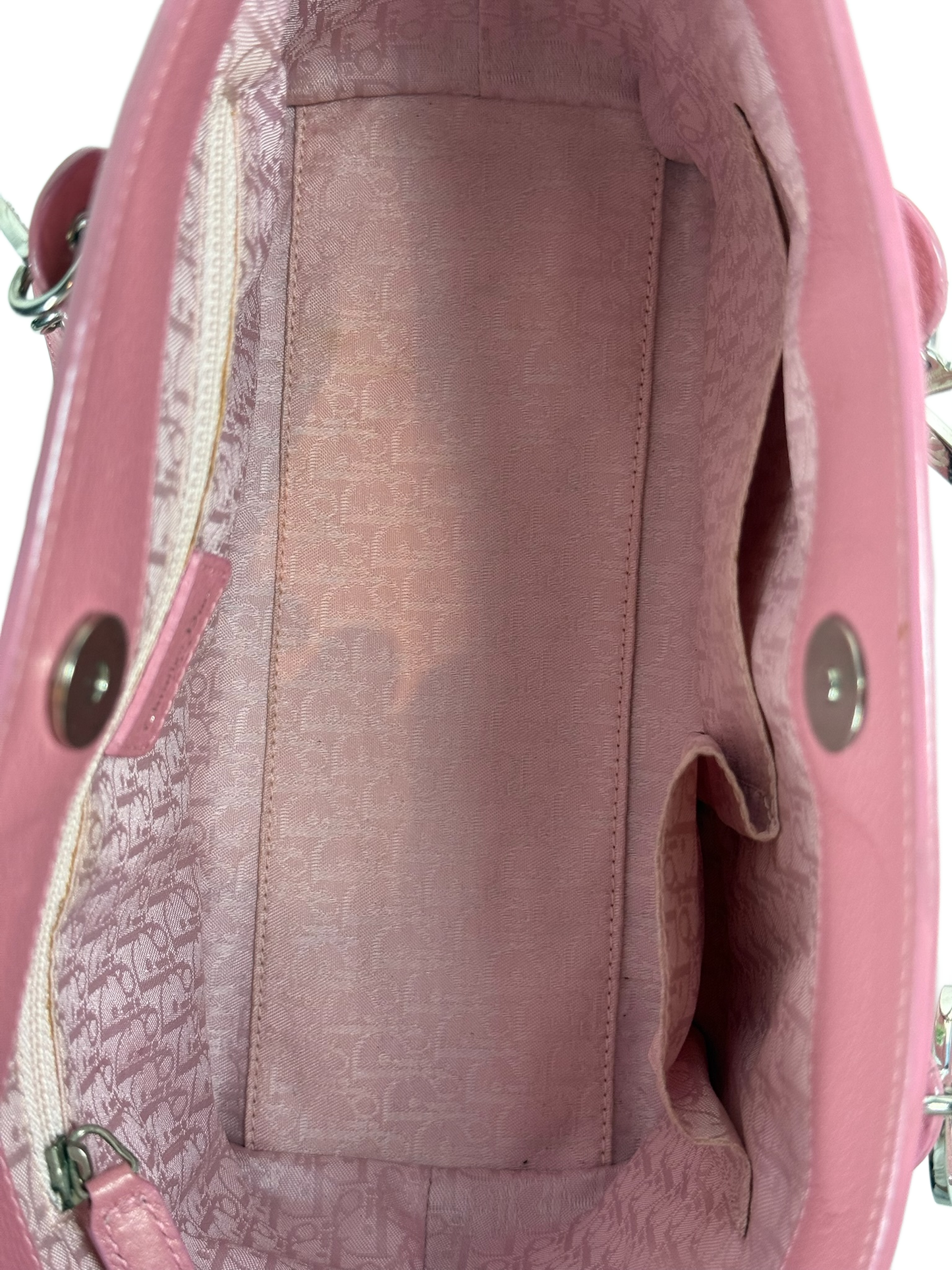 Dior Vintage 2005 Pink Embroidered Floral Leather Small Top Handle Tote Bag