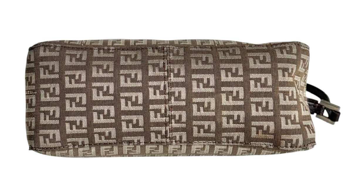 Fendi Vintage Light Brown Zucchino Zucca Monogram Rectangular Shoulder Pochette Bag