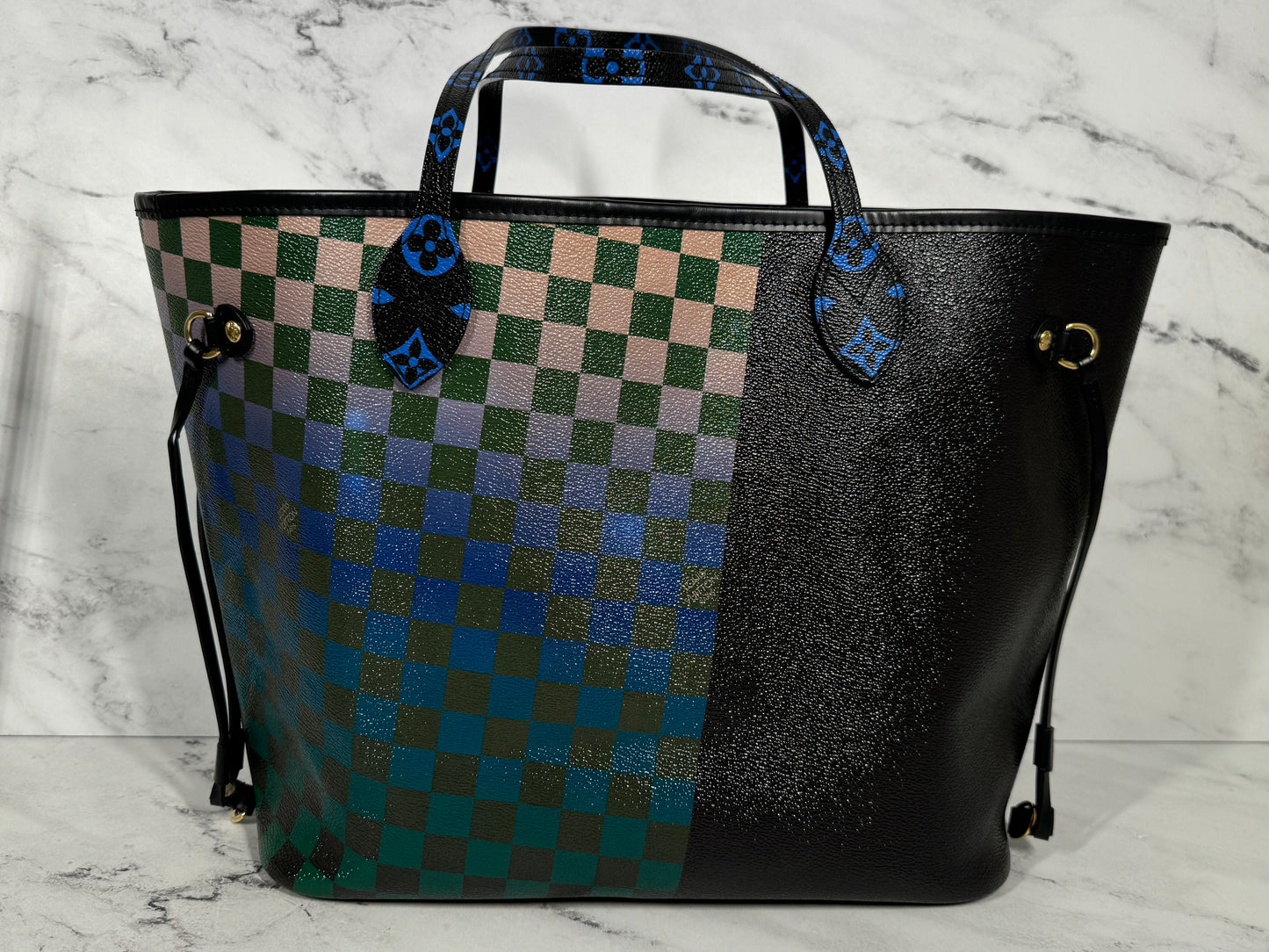 Louis Vuitton Race Checkered Neverfull MM with Pouch