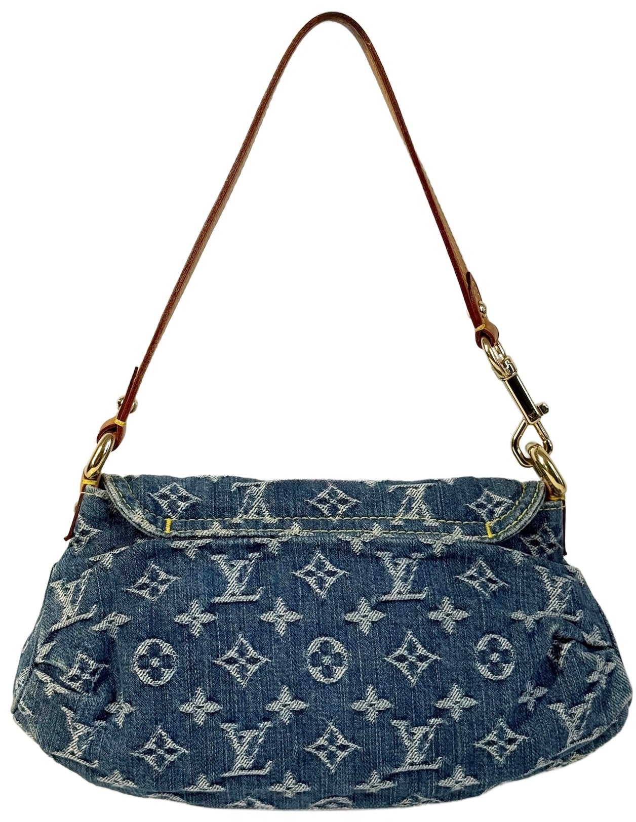 Louis Vuitton Vintage Blue Denim Monogram Mini Pleaty Pochette Shoulder Bag