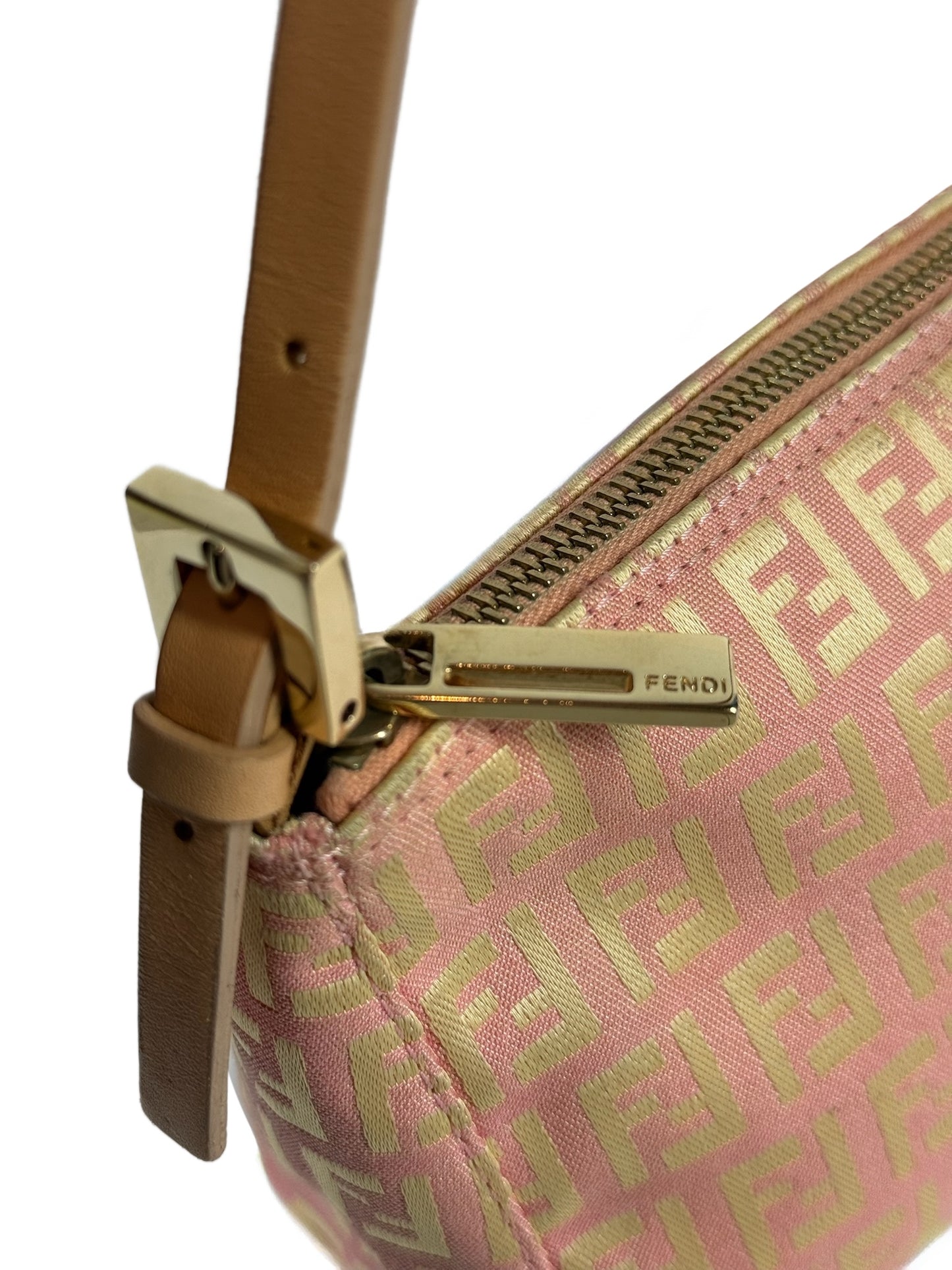 Fendi Vintage Pink & Yellow Zucca Monogram Medium Pochette
