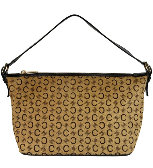Celine Vintage Beige Macadam Monogram Pony Hair Medium Pochette
