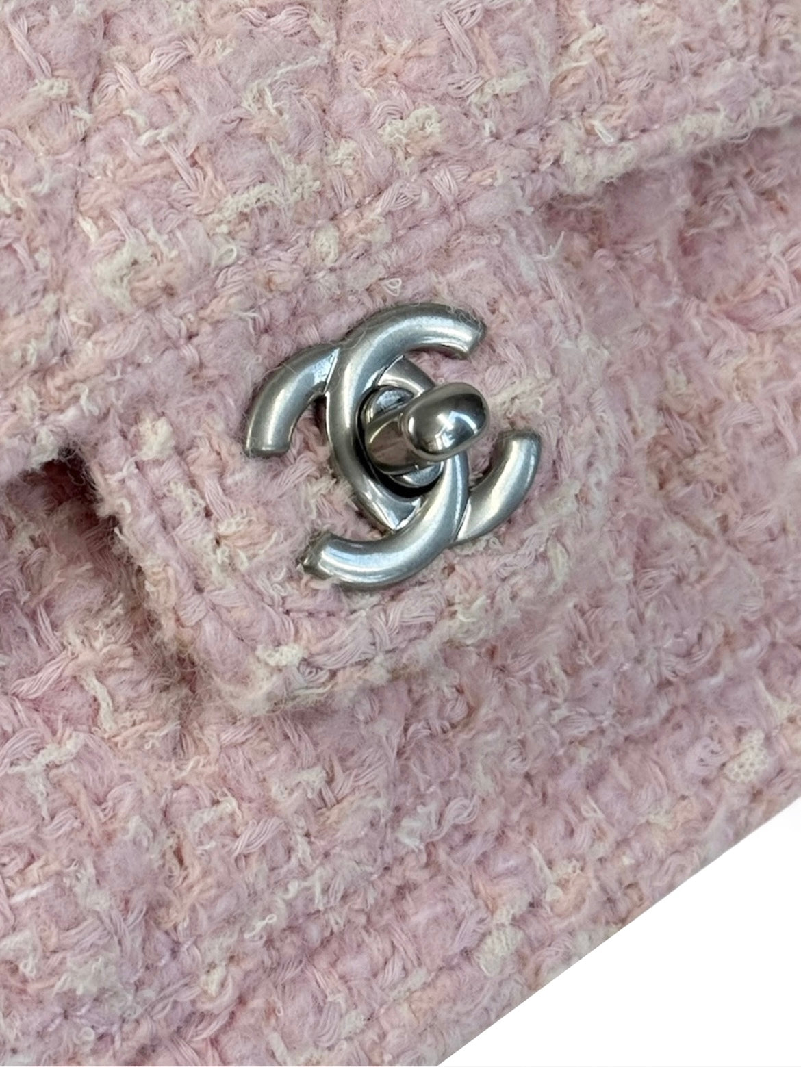 Chanel Pink Tweed Mini Shoulder Top Handle Flap Bag