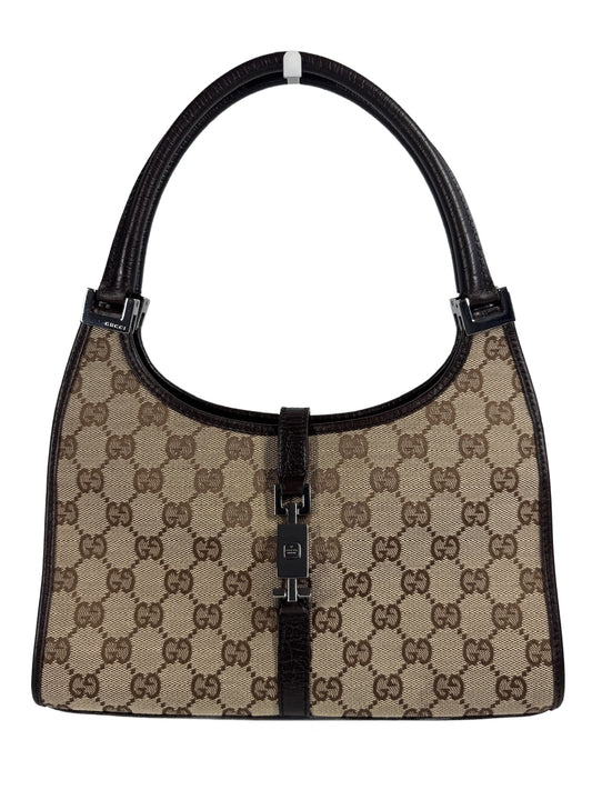 Gucci Vintage Brown GG Monogram Jackie Shoulder Bag