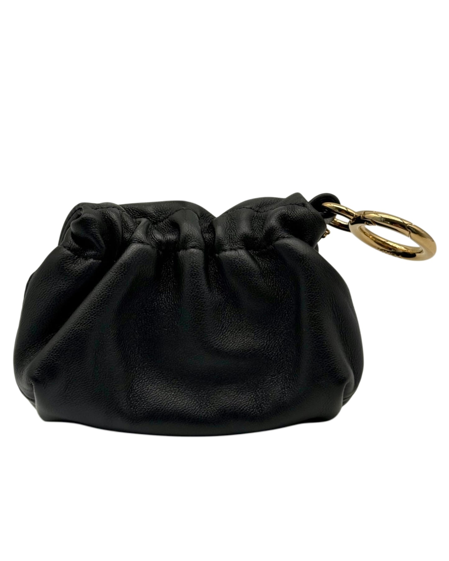 Fendi Black Lambskin Micro Baguette Card Holder Shoulder / Crossbody Key Chain Bag Charm Pouch