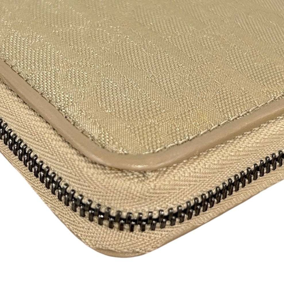 Dior Vintage 2007 Beige Diorissimo Trotter Monogram Small Zip Around Wallet with Heart Charm