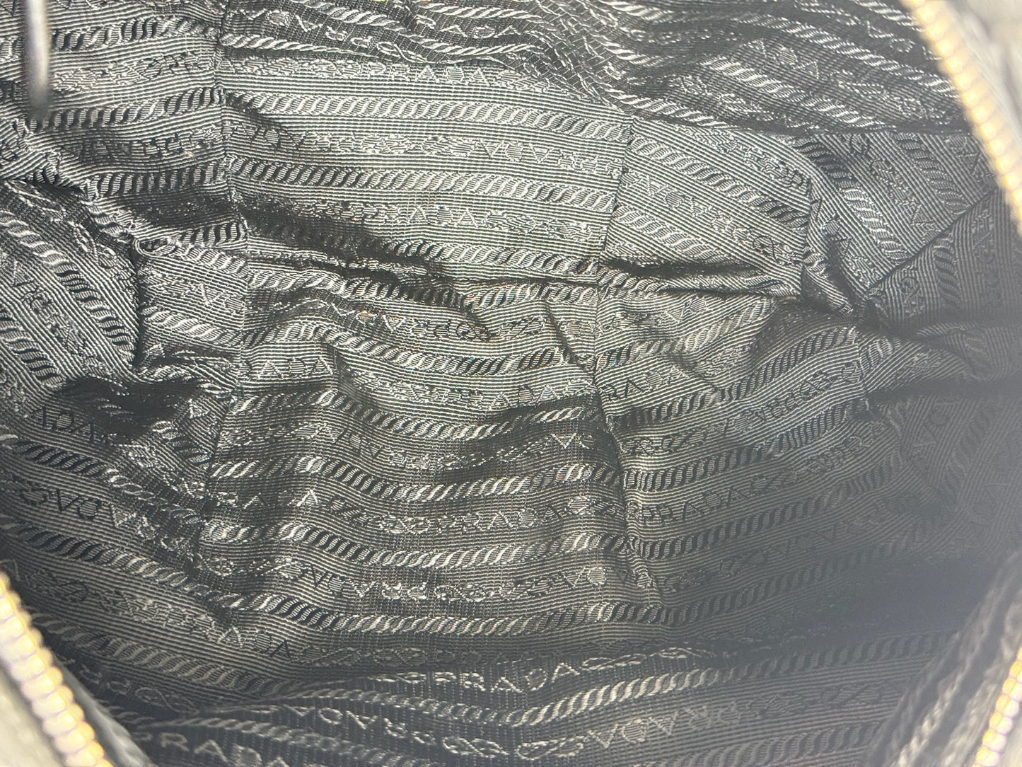 Prada Vintage Black Pebbled Leather Small Shoulder Hobo Bag