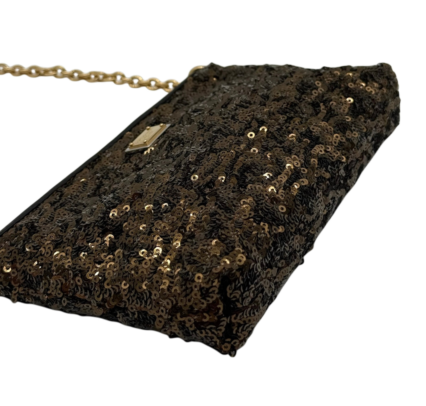 Dolce & Gabbana Vintage Bronze Sequin Gold Chain Small Pochette Shoulder Bag