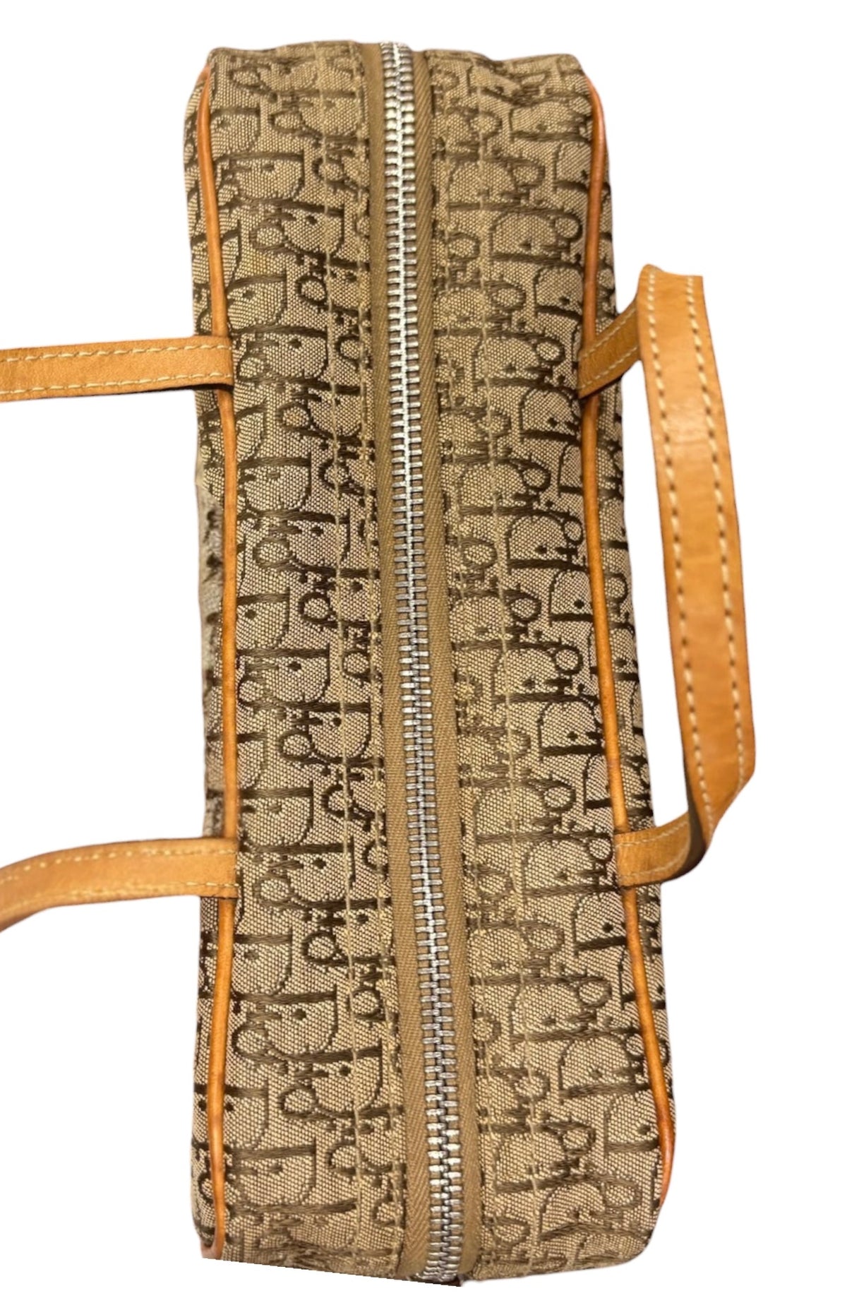Dior Vintage 2003 Brown Trotter Monogram Canvas Top Handle Cosmetic Toiletry Bag