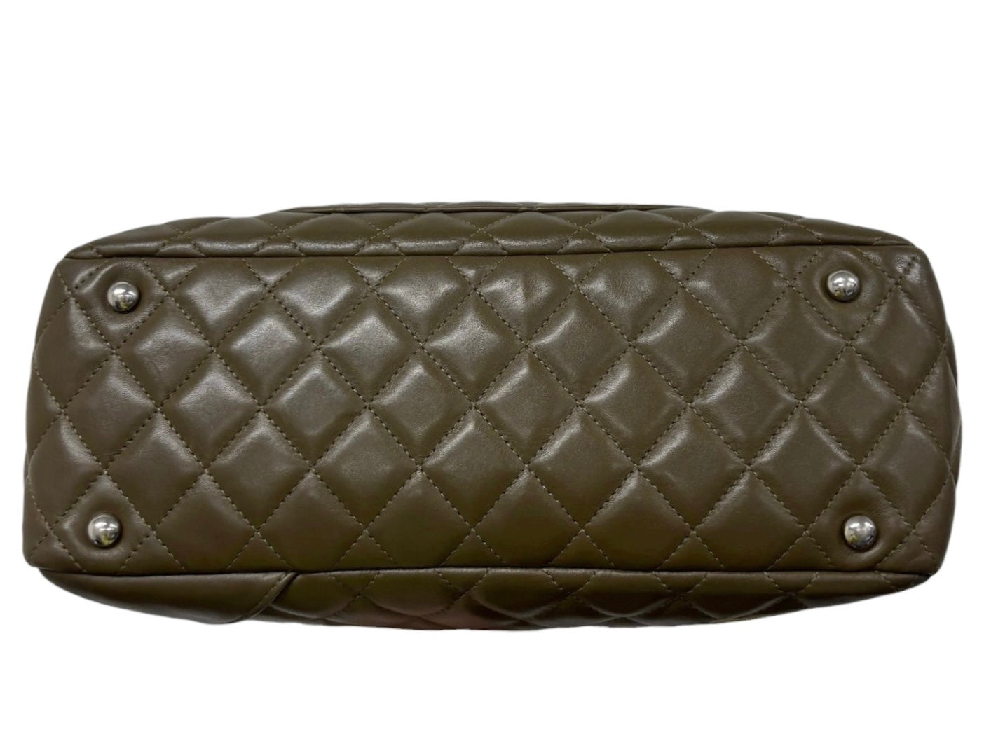 Chanel Vintage 2005 Khaki Green Quilted Lambskin Python CC Logo Cambon Bowler Shoulder Bag