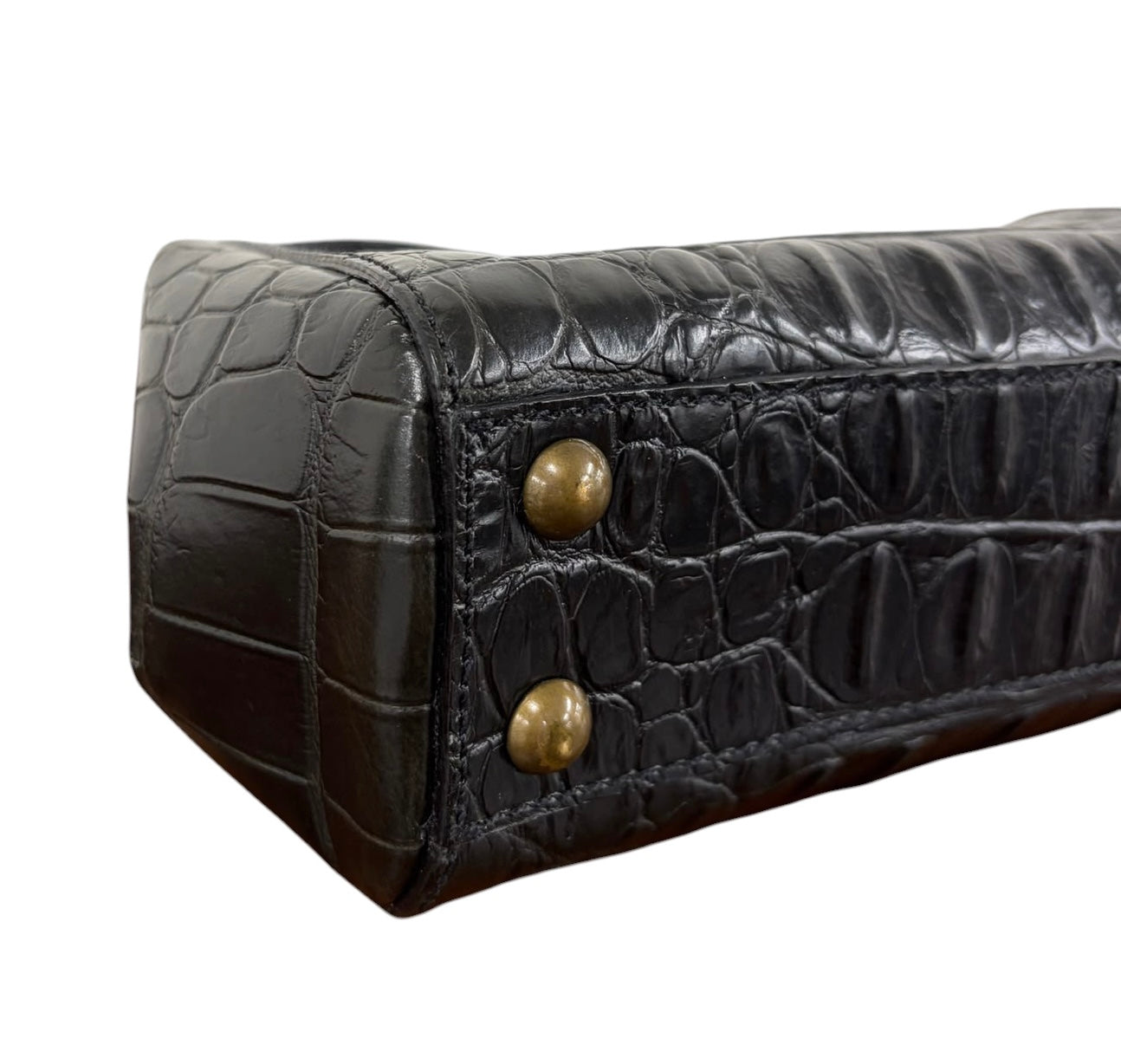 Miu Miu Vintage Black Crocodile Small Kisslock Evening Pochette Bag