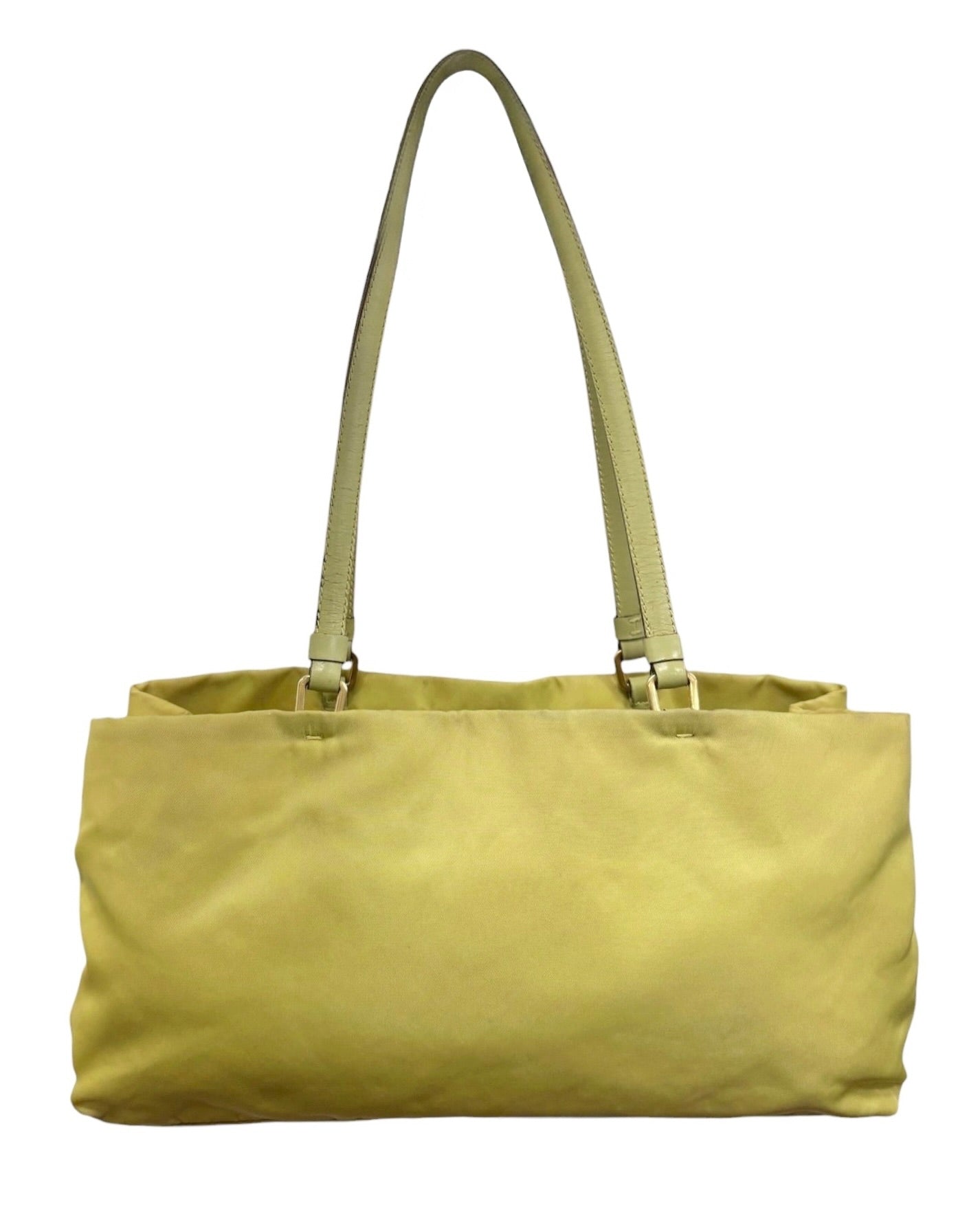 Prada Vintage Neon Yellow Tessuto Nylon East West Shoulder Bag
