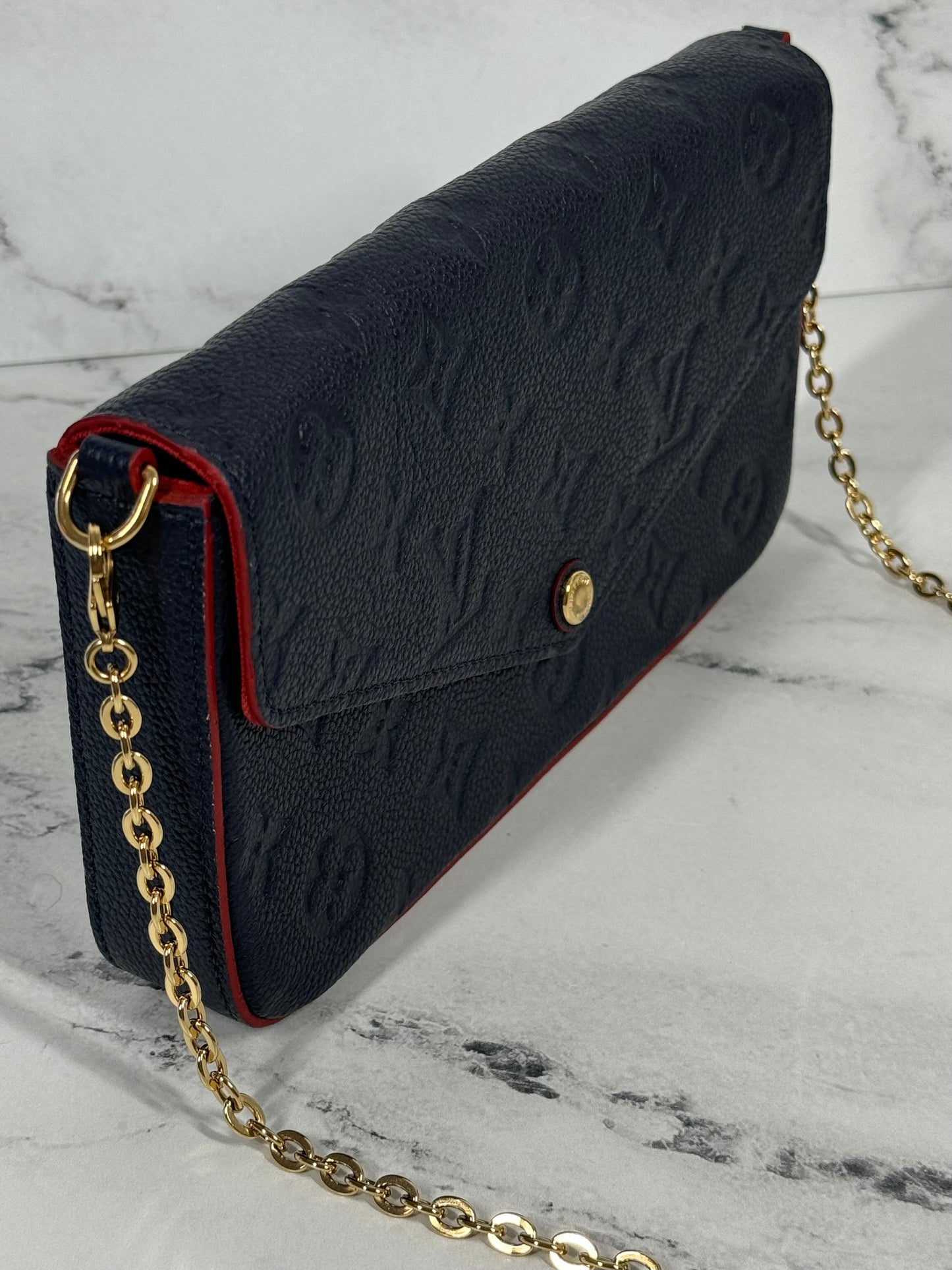 Louis Vuitton Marine Rouge Monogram Empreinte Leather Félicie Pochette