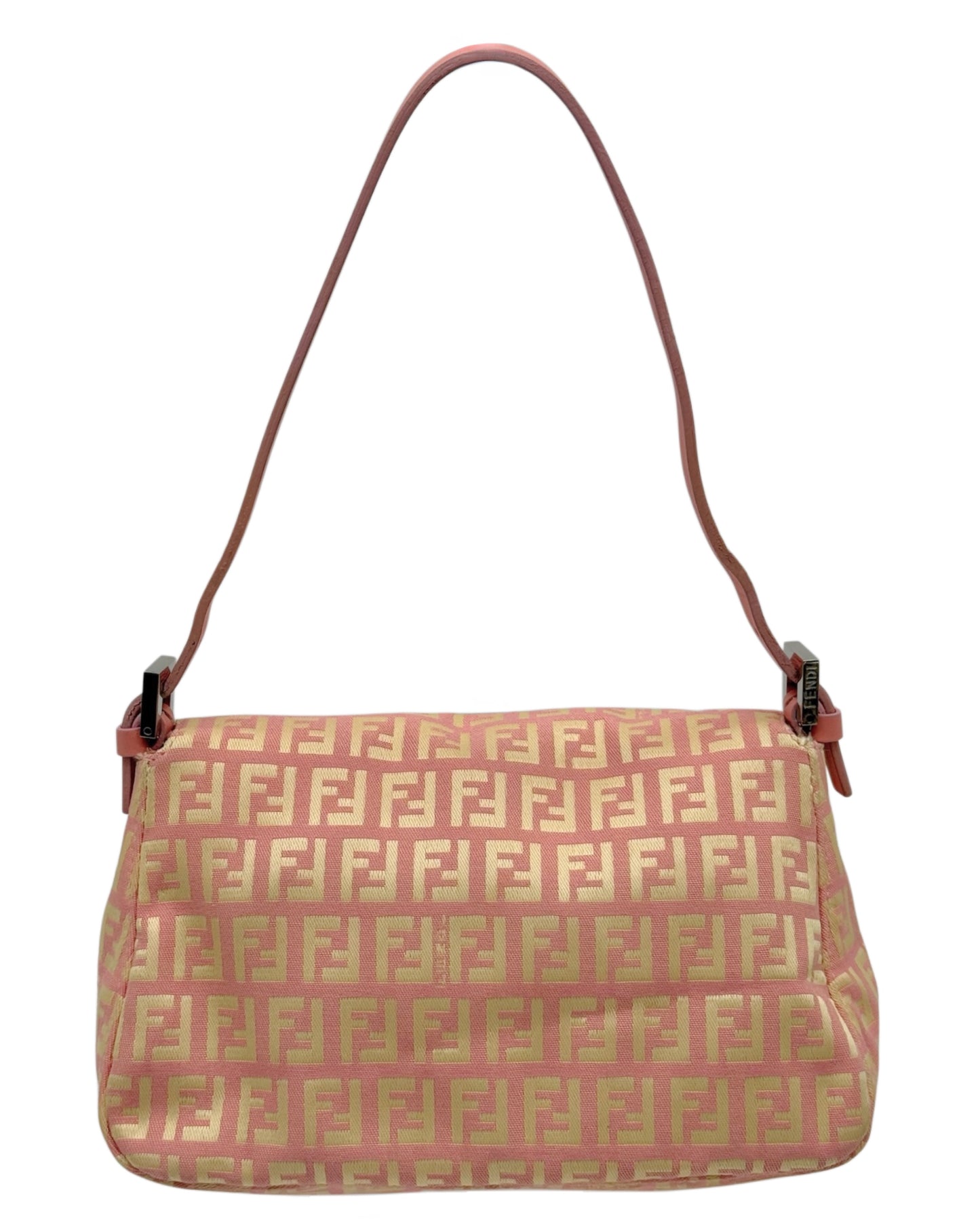 Fendi Vintage Pink & Yellow Zucchino Zucca Monogram Mini Mamma Baguette Shoulder Bag