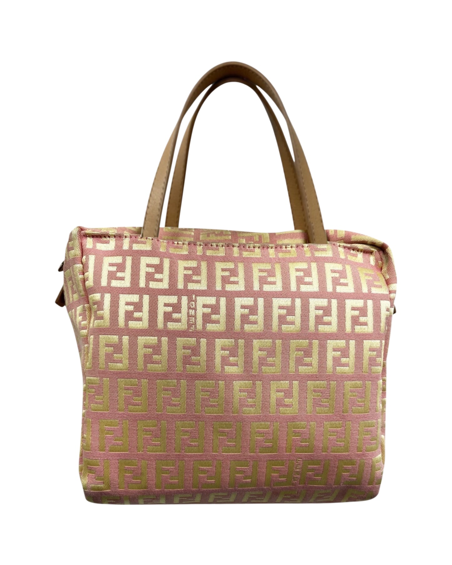 Fendi Vintage Pink and Yellow Zucchino Zucca Monogram Mini Top Handle Pochette Bag