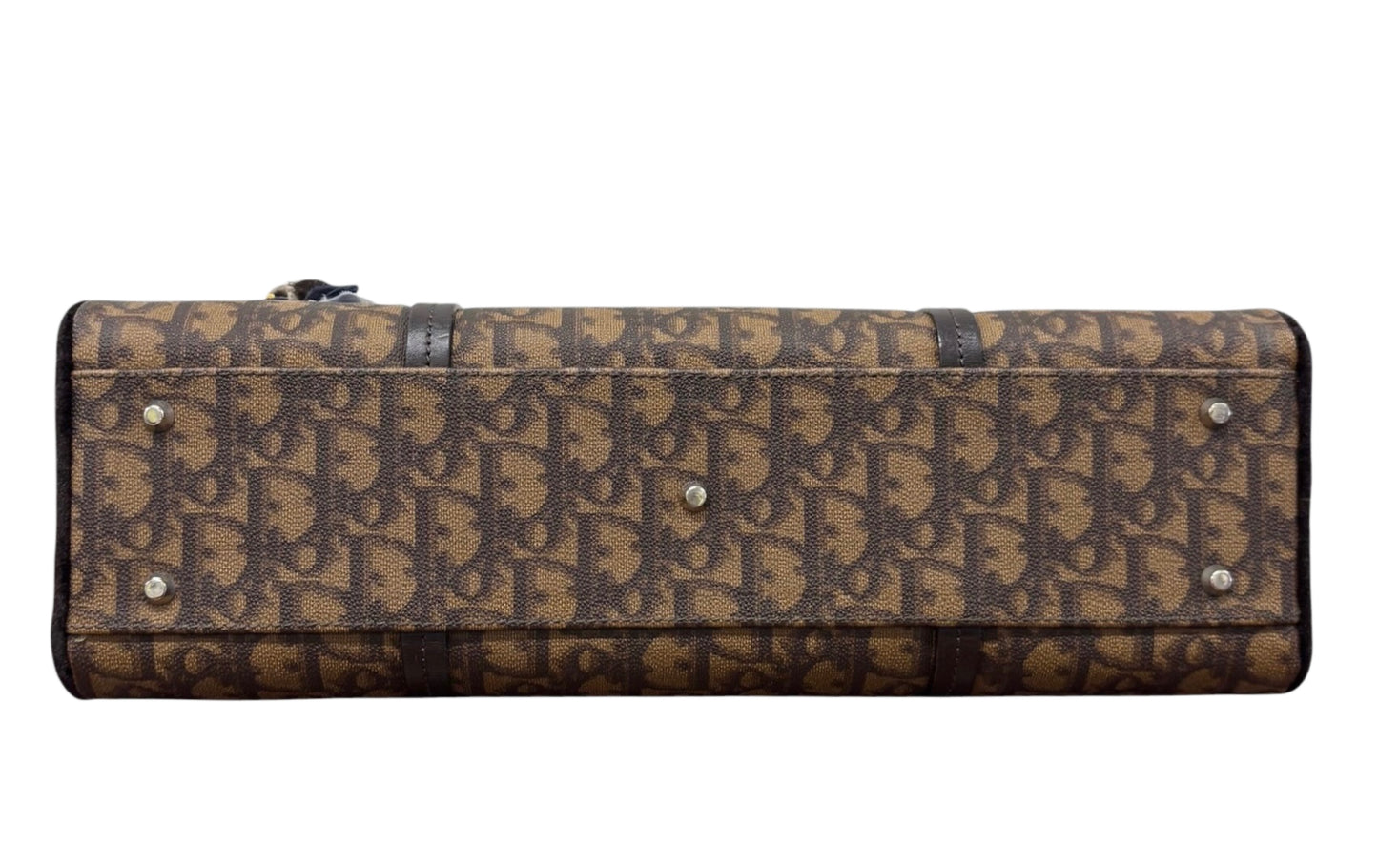 Dior Vintage 2005 Brown Diorissimo Monogram Canvas Romantique Velvet Bow Floral Trotter East West Shoulder Bag