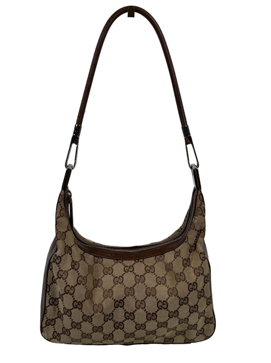 Gucci Vintage Brown GG Monogram Small Hobo Shoulder Bag